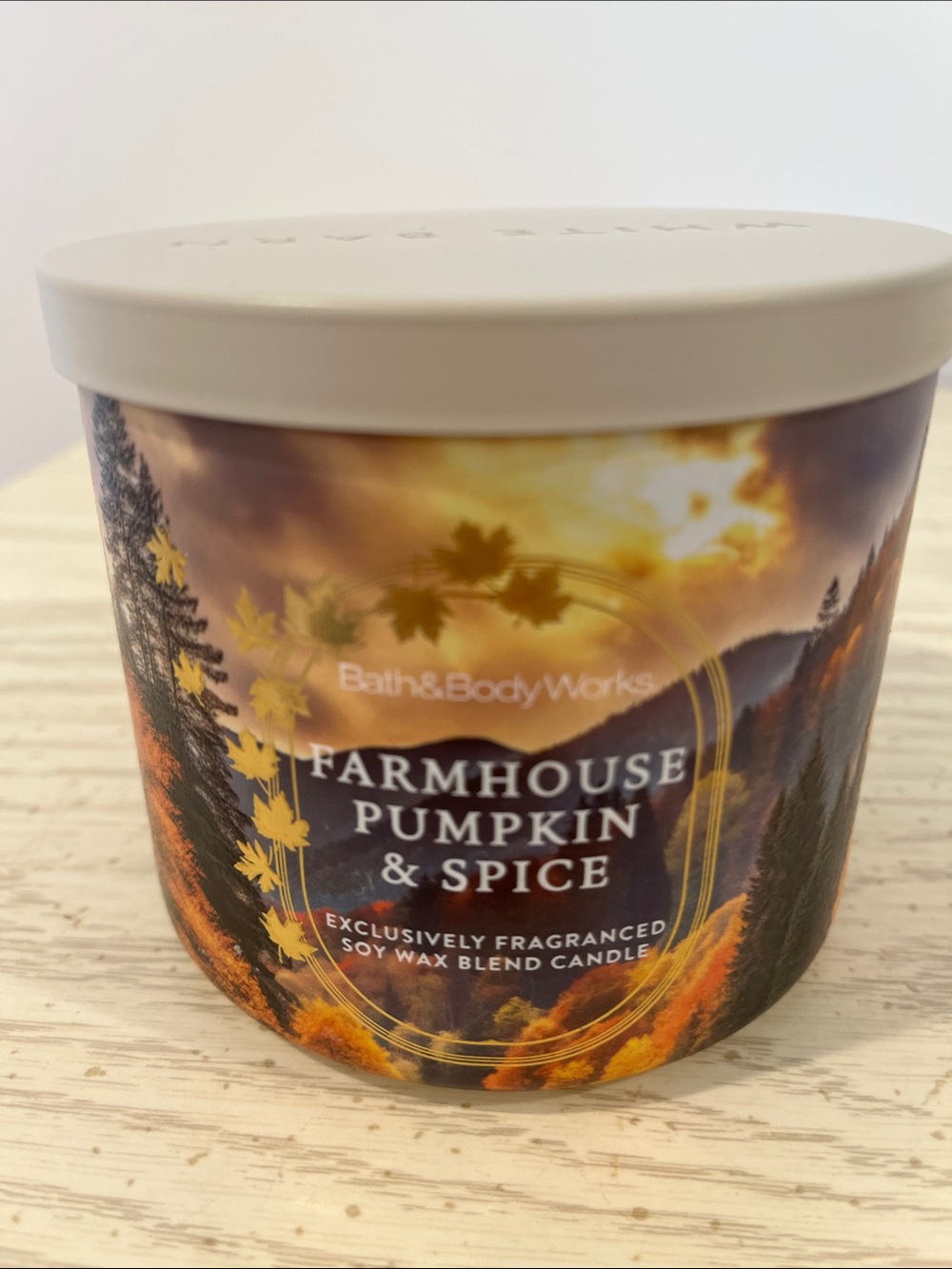 Bath & Body Works Farmhouse Pumpkin & Spice Candle - Cream, Orange, Brown
